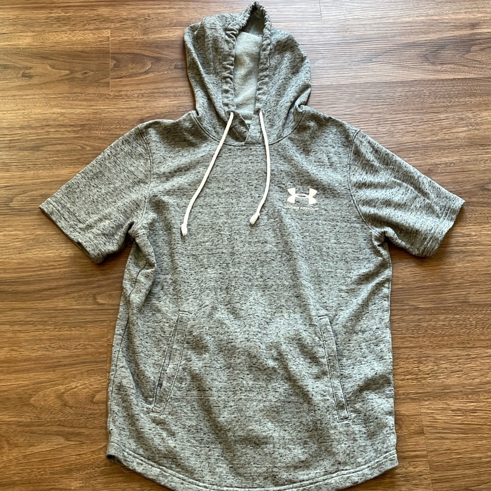 Under Armour Mens Short Sleeve Hoodie Sweatshirt Gray Size S